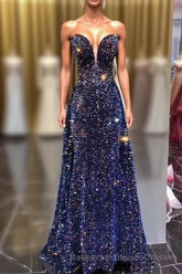 Chic Long Strapless Sparkly Tight Semi Formal Prom Dresses Semi Formal Prom Party Dresses